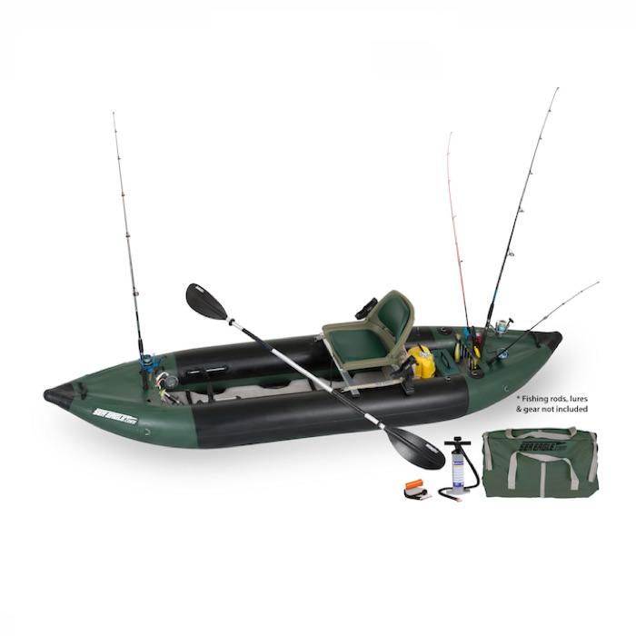 Sea Eagle 350FX Inflatable Deluxe Solo Fishing Kayak Startup Pkg Tough  Toplayer✓